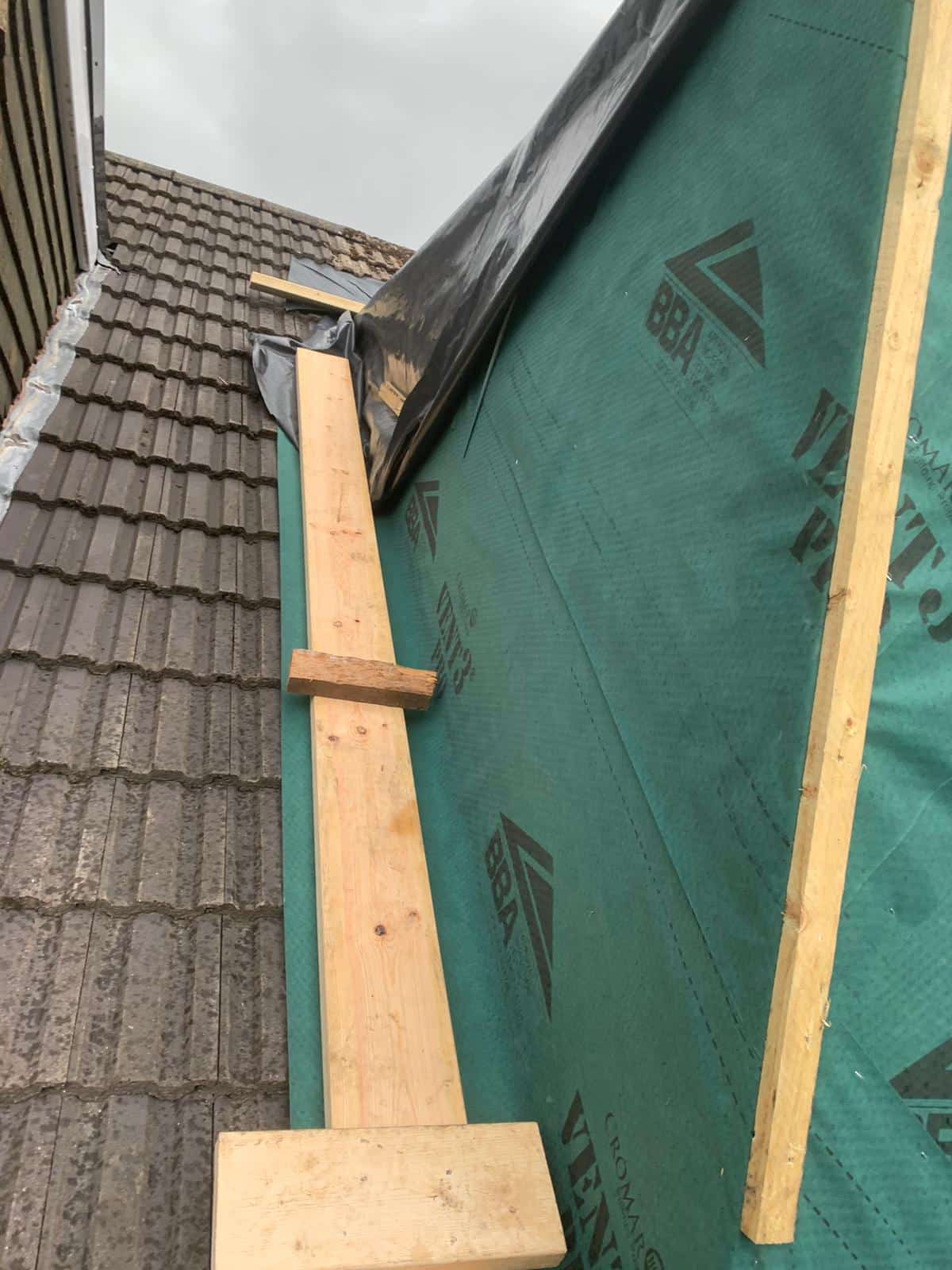 Roof structure during construction
